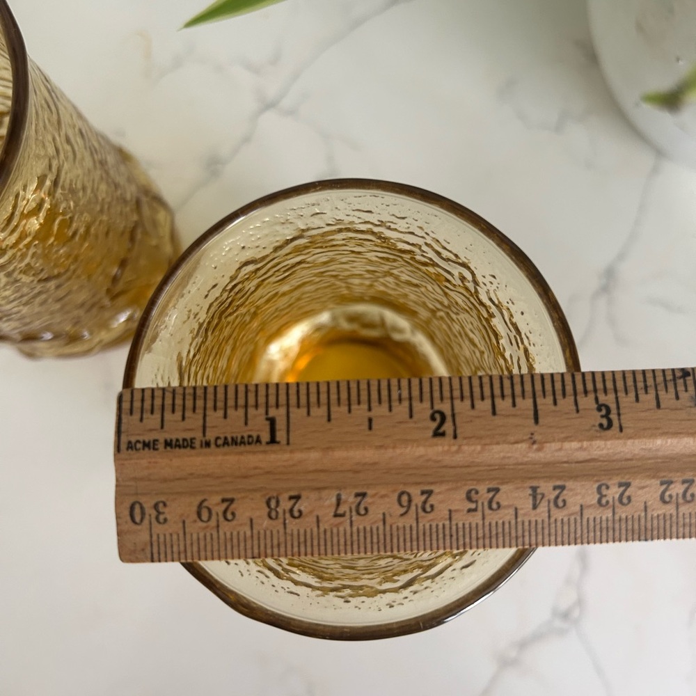 Anchor Hocking Rainflower Amber textured glass tumblers set of 2 - Picture 7 of 9